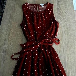 Target A New Day Maroon Full Length Polka Dot Dress